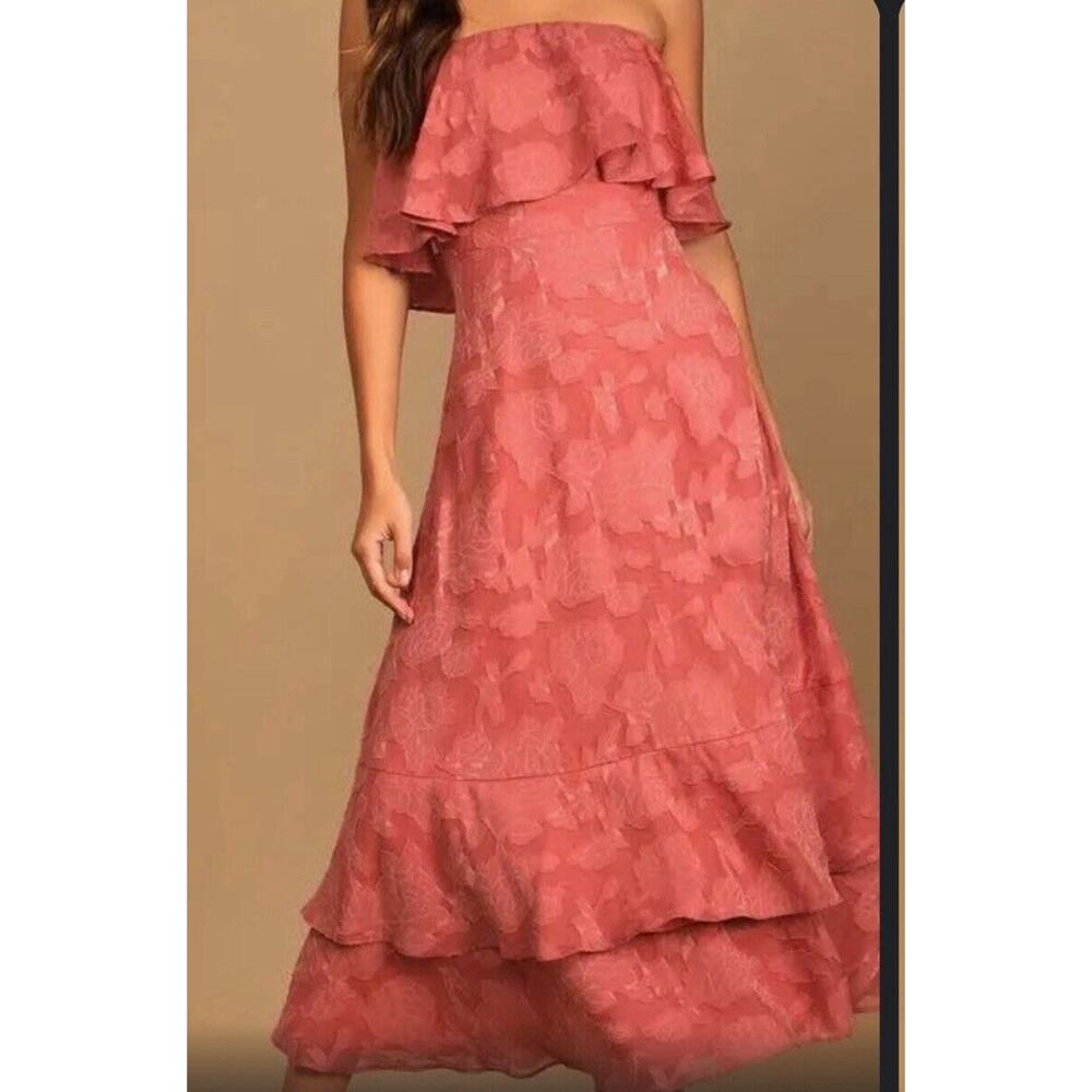 Lulus Dusty Rose Strapless Wedding/Party/Banquet Long Dress Medium